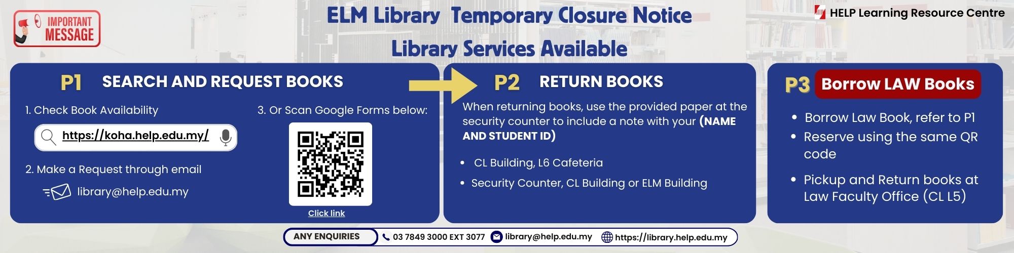 ELM Library Temporary Closure Notice